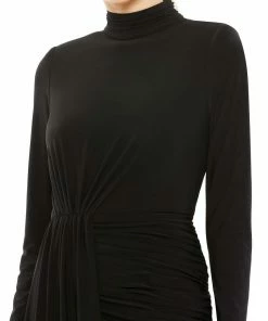 Ieena For Mac Duggal Shop For Jersey High Neck Asymmetrical Draped High Low Dress