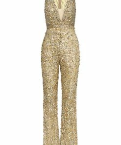Mac Duggal Jumpsuits & Rompers Gold Embellished Jumpsuit | Sample | Sz. 4