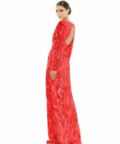 Mac Duggal Embellished Faux Wrap Open Back Gown Shop For