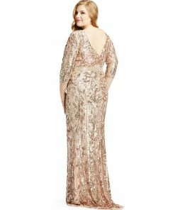 Mac Duggal Mother Of The Bride + Groom Dresses Vintage Blush Sequined Evening Gown (Plus)