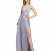 Ieena For Mac Duggal Metallic Infused V Neck Sleeveless Gown Shop For