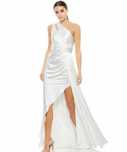 Mac Duggal One Shoulder Cutout Charmeuse Gown