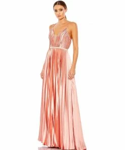 Ieena For Mac Duggal Plunge Neck Pleated Evening Gown Shop For
