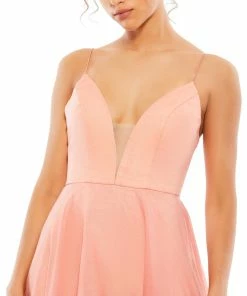 Ieena For Mac Duggal Iridescent Chiffon Ruffle Hemm Mini Dress Short Dresses