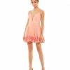 Ieena For Mac Duggal Iridescent Chiffon Ruffle Hemm Mini Dress Short Dresses