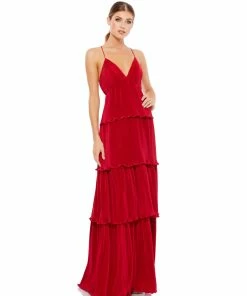 Ieena For Mac Duggal Spaghetti Strap Ruffle Layered Maxi Dress Shop For