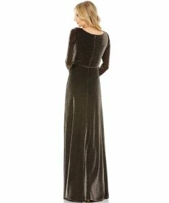 Ieena For Mac Duggal Shop For Metallic Jersey Surplice Gown
