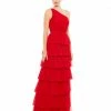 Ieena For Mac Duggal One Shoulder Layered Tiered Tulle Gown