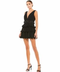 Ieena For Mac Duggal Pleated Tiered Ruffle Mini Dress Short Dresses