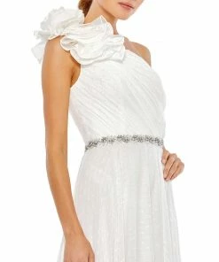 Ieena For Mac Duggal Ruffled One Shoulder A Line Gown