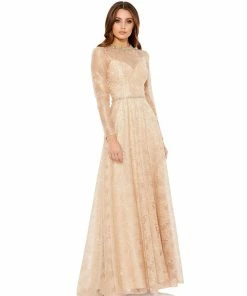 Mac Duggal Long Sleeve Floral Lace Gown Shop For