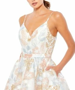 Ieena For Mac Duggal Pastel Embroidered A-Line Cocktail Dress Short Dresses
