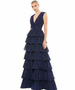 Ieena For Mac Duggal Sparkly Ruffle Layered Dress Wedding Guest