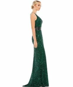 Mac Duggal Scalloped Neckline Sequined Evening Gown Shop For