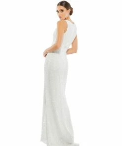 Mac Duggal Scalloped Neckline Sequined Evening Gown Shop For