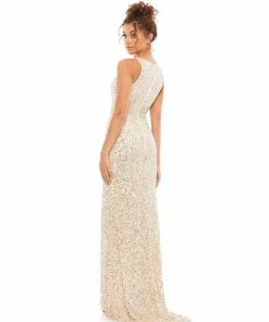 Mac Duggal Scalloped Neckline Sequined Evening Gown Shop For