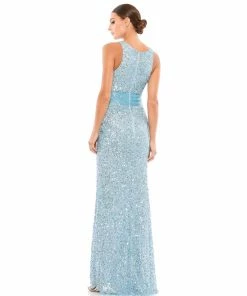 Mac Duggal Scalloped Neckline Sequined Evening Gown Shop For