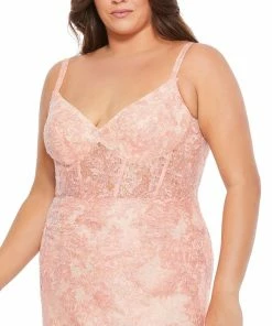 Mac Duggal Lace Sleeveless Illusion Corset Trumpet Gown