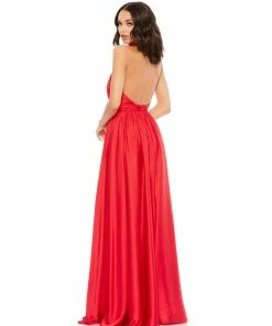 Mac Duggal Rosette Halter Chiffon Evening Gown Shop For