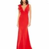 Mac Duggal Bow Shoulder V-Neck Gown