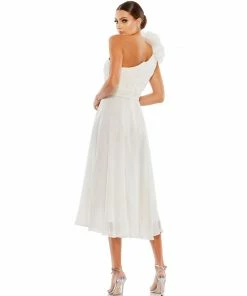 Mac Duggal Shop For Rosette One Shoulder Tea Length Dress 6 Mac Duggal Shop For Rosette One Shoulder Tea Length Dress