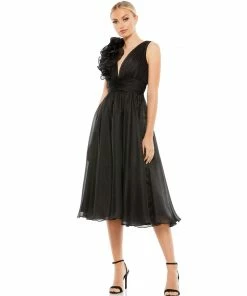 Mac Duggal Shop For Plunging Ruffled A-Line Cocktail Dress