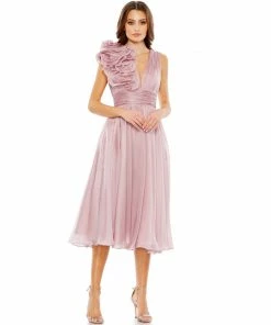 Mac Duggal Shop For Plunging Ruffled A-Line Cocktail Dress