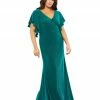Mac Duggal Faux Wrap Butterfly Sleeve Gown (Plus)