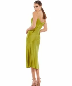 Ieena For Mac Duggal Spaghetti Strap Charmeuse Slip Dress