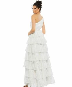 Mac Duggal One Shoulder Ruffle Tiered Gown