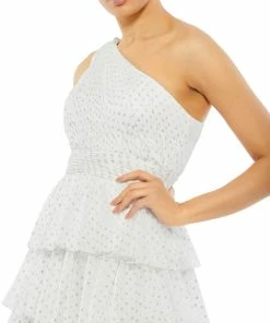 Mac Duggal One Shoulder Ruffle Tiered Gown