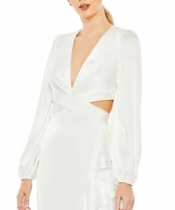 Ieena For Mac Duggal Shop For Cut Out Asymmetrical Ruffled Gown