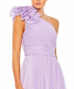 Mac Duggal Polka Dot Ruffled One Shoulder Gown Shop For