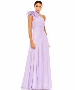 Mac Duggal Polka Dot Ruffled One Shoulder Gown Shop For