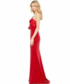 Mac Duggal Wedding Guest One Shoulder Draped Trumpet Gown