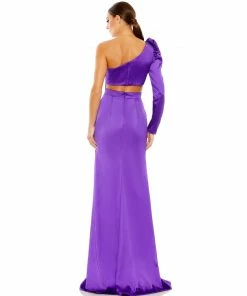 Ieena For Mac Duggal Puff One Sleeve Cut Out Side Knot Gown Shop For