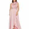 Mac Duggal High Neck Soft Tie Beaded Belt Gown (Plus)