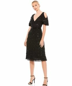 Mac Duggal Shop For Embellished Cold Shoulder Cocktail Dress