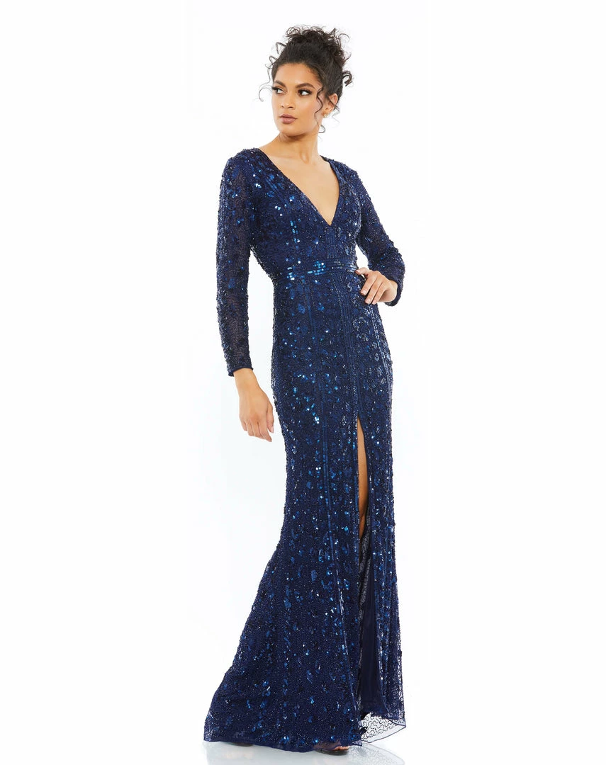 Mac Duggal Shop For Embellished Front Slit Long Sleeve Gown 4 Mac Duggal Shop For Embellished Front Slit Long Sleeve Gown