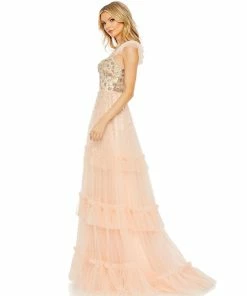 Mac Duggal Shop For Cap Sleeve Embellished Tulle Gown