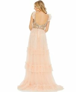 Mac Duggal Shop For Cap Sleeve Embellished Tulle Gown