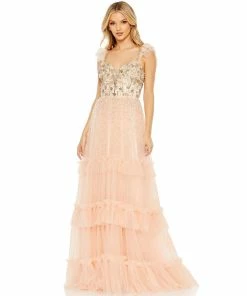 Mac Duggal Shop For Cap Sleeve Embellished Tulle Gown