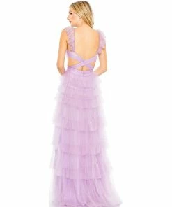 Mac Duggal Shop For Ruffle Tiered Tulle Cut Out Gown