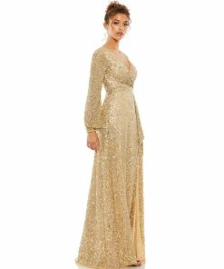 Mac Duggal Multi-Colored Sequin Silver Gown Shop For