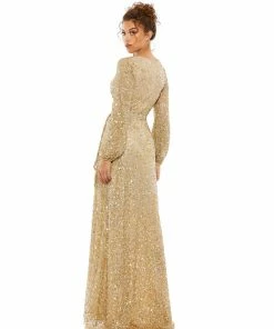 Mac Duggal Multi-Colored Sequin Silver Gown Shop For