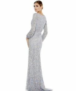 Mac Duggal Multi-Colored Sequin Silver Gown Shop For