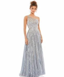 Mac Duggal Embellished One Shoulder A-Line Gown
