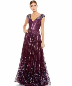 Mac Duggal Sequin & Floral Embellished Evening Gown