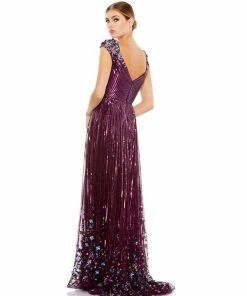 Mac Duggal Sequin & Floral Embellished Evening Gown