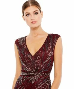 Mac Duggal Beaded Cap Sleeve Gown
